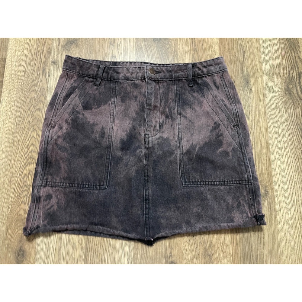 Hem & Thread Skirt, Women's Size Medium, Black, Bleached, Mini, Denim